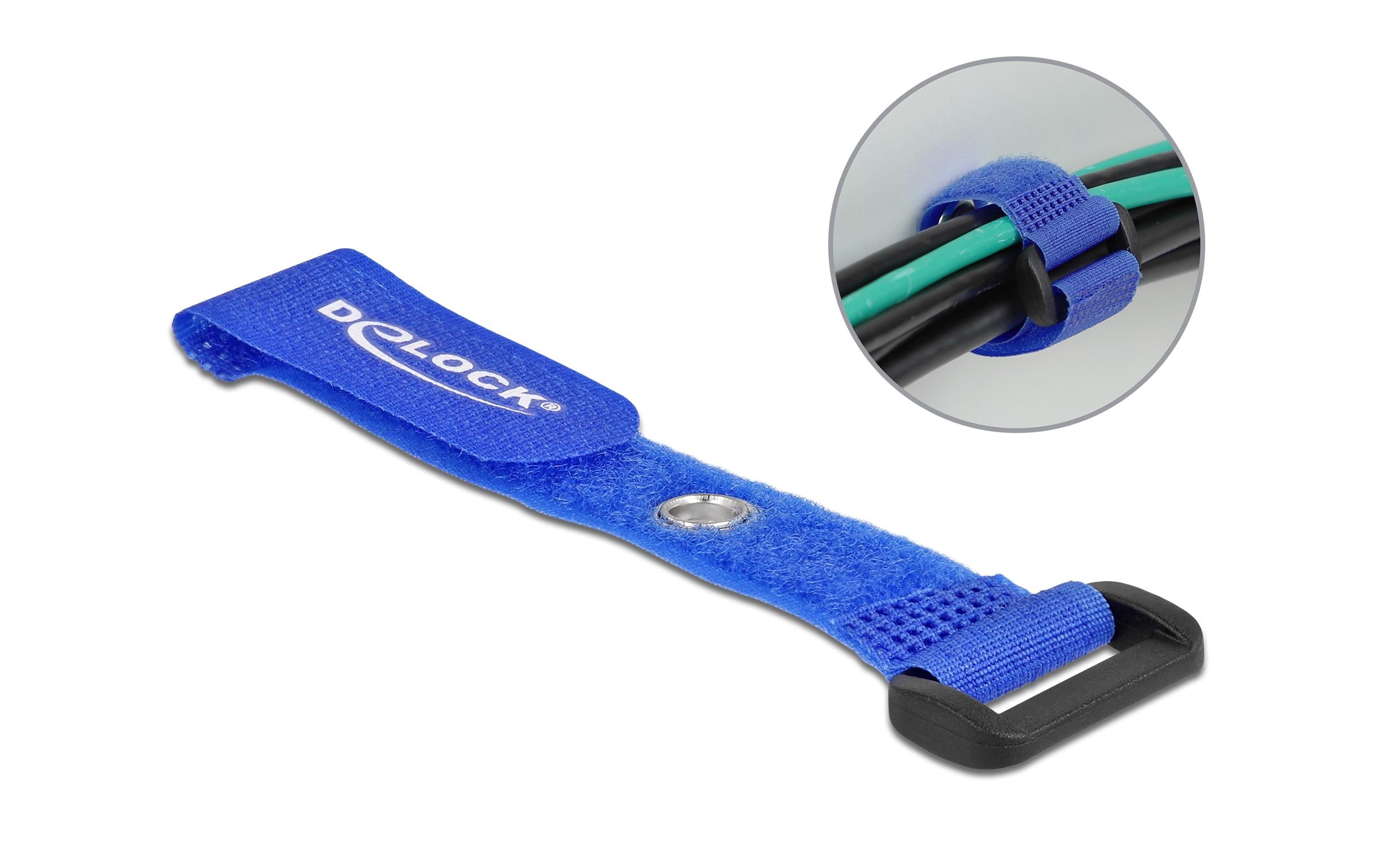 1214456 - Mediatech Delock Klett-Kabelbi.150x20mm,5 Stk,Blau Mit Schlaufe und Befestigungsöse