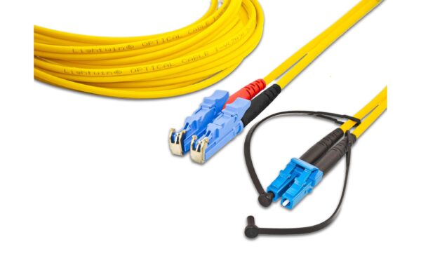 Lightwin LWL HQ Duplex Patchkabel, LSH, 2m Singlemode OS2, E2000-LC kompatibel