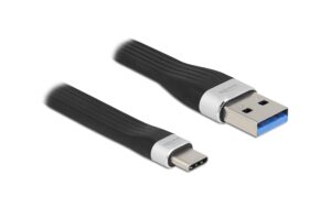 Delock USB3.2 Gen1 Flachbandkabel, A-C 10Gbps, 13.5cm, Farbe: Silber/Schwarz kaufen Schweiz | Mediatech.ch