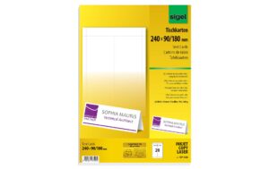 Sigel Tischkarten, hochweiss, Edelkarton MP, 185g, 240x90x180mm (A4), 20 Blatt