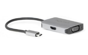 Monitor Splitter USB Typ-C zu HDMI/VGA Delock, Silber, bis 2 Monitore gleichzeitig