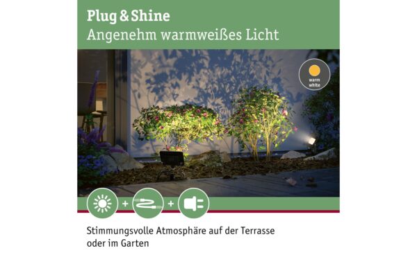 1224413_2 - Mediatech Paulmann Outdoor Plug&Shine Fluter 6.5W inkl. LED 6.8W 580lm 3000K, Dimmbar
