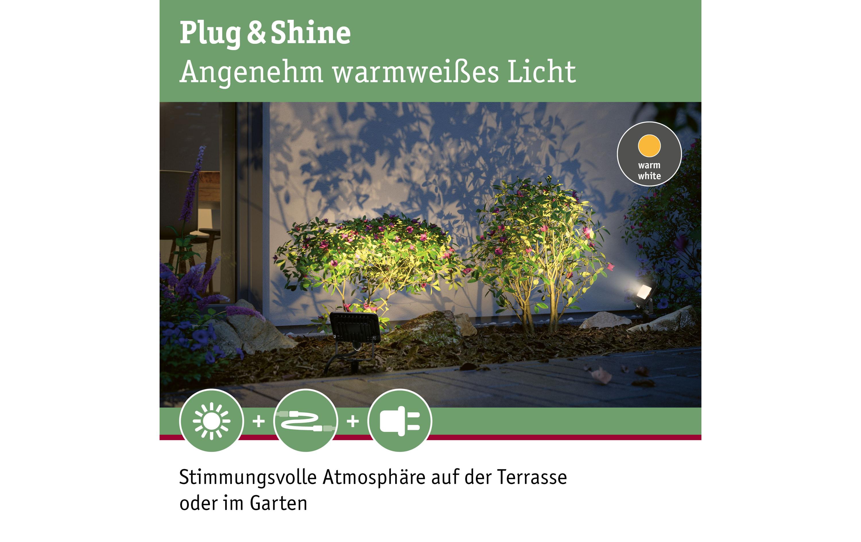 1224413_2 - Mediatech Paulmann Outdoor Plug&Shine Fluter 6.5W inkl. LED 6.8W 580lm 3000K, Dimmbar