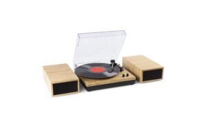 Fenton RP165L Plattenspieler mit Lautsprechern, Holzoptik