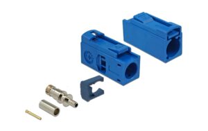 Delock FAKRA C Buchse-Buchse Adapter, 25mm zum Crimpen, 1 x FAKRA C Buchse, Blau