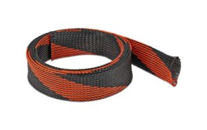 1227903 - Mediatech Delock Geflechtskabelschlauch, 2mx38mm dehnbar,schneidbar, Farbe: Schwarz/Rot