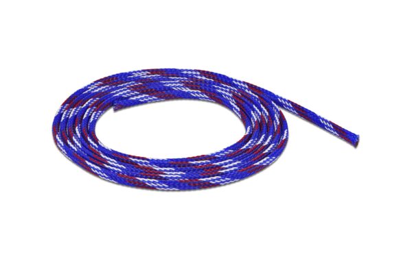 Delock Geflechtskabelschlauch, 2mx6mm dehnbar,schneidbar, Farbe: Blau/Rot/Weiss