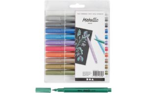 Creativ Company Fasermaler Metallic 12 Stück, Strickstärke 2-4 mm, deckend