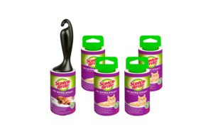 3M Scotch-Brite Kleiderroller Pet Extra Sti für Tierhaare, 1 Roller, 4 Ersatzrollen