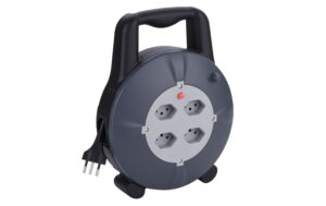 Kabelrolle 10 m, 4x T13 Steckdose grau / schwarz