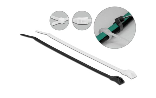 Delock Kabelbinder 370x4.6 100 Stk. Mit flachem Kopf, Schwarz/Transparent kaufen Schweiz | Mediatech.ch