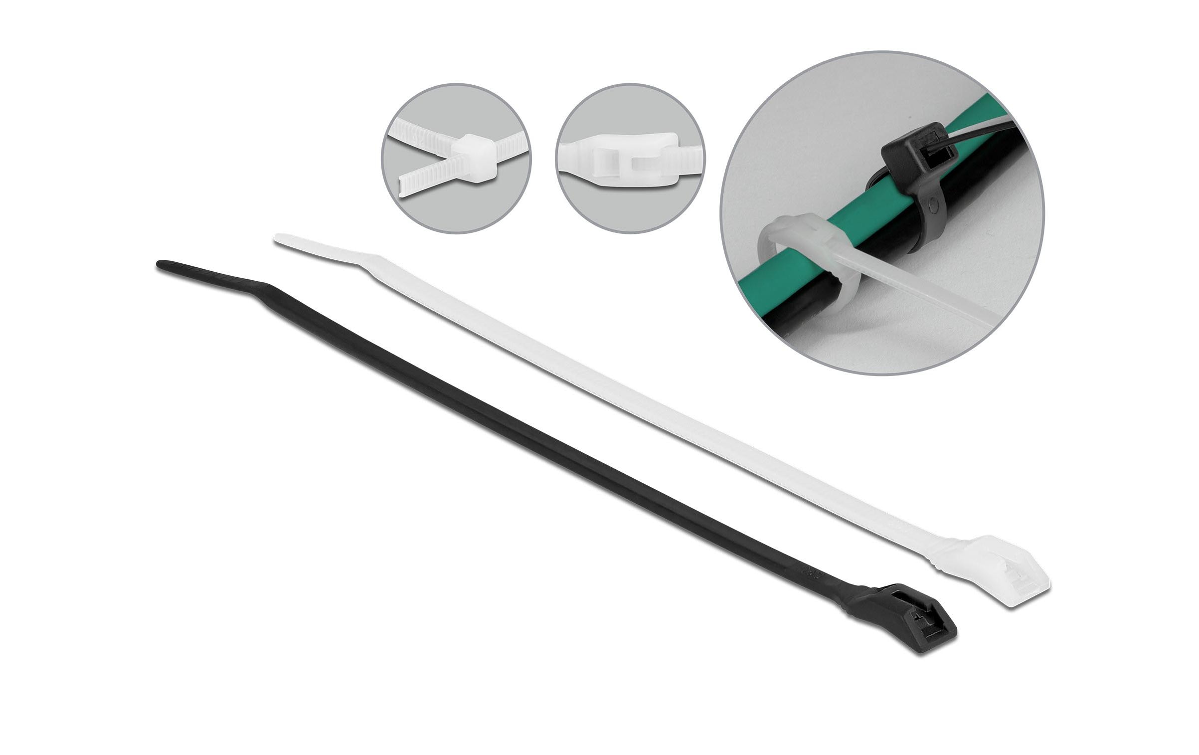 Delock Kabelbinder 370x3.6 100 Stk. Mit flachem Kopf, Schwarz/Transparent kaufen Schweiz | Mediatech.ch