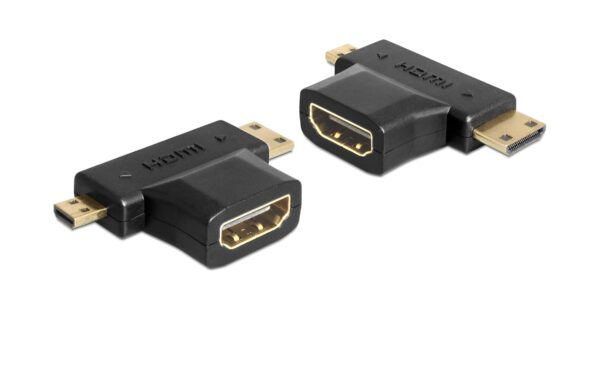 Delock Adapter HDMI-A Buc. zu HDMI C/D Ste. HDMI-A Buchse zu HDMI-C+ HDMI-D Stecker kaufen Schweiz | Mediatech.ch