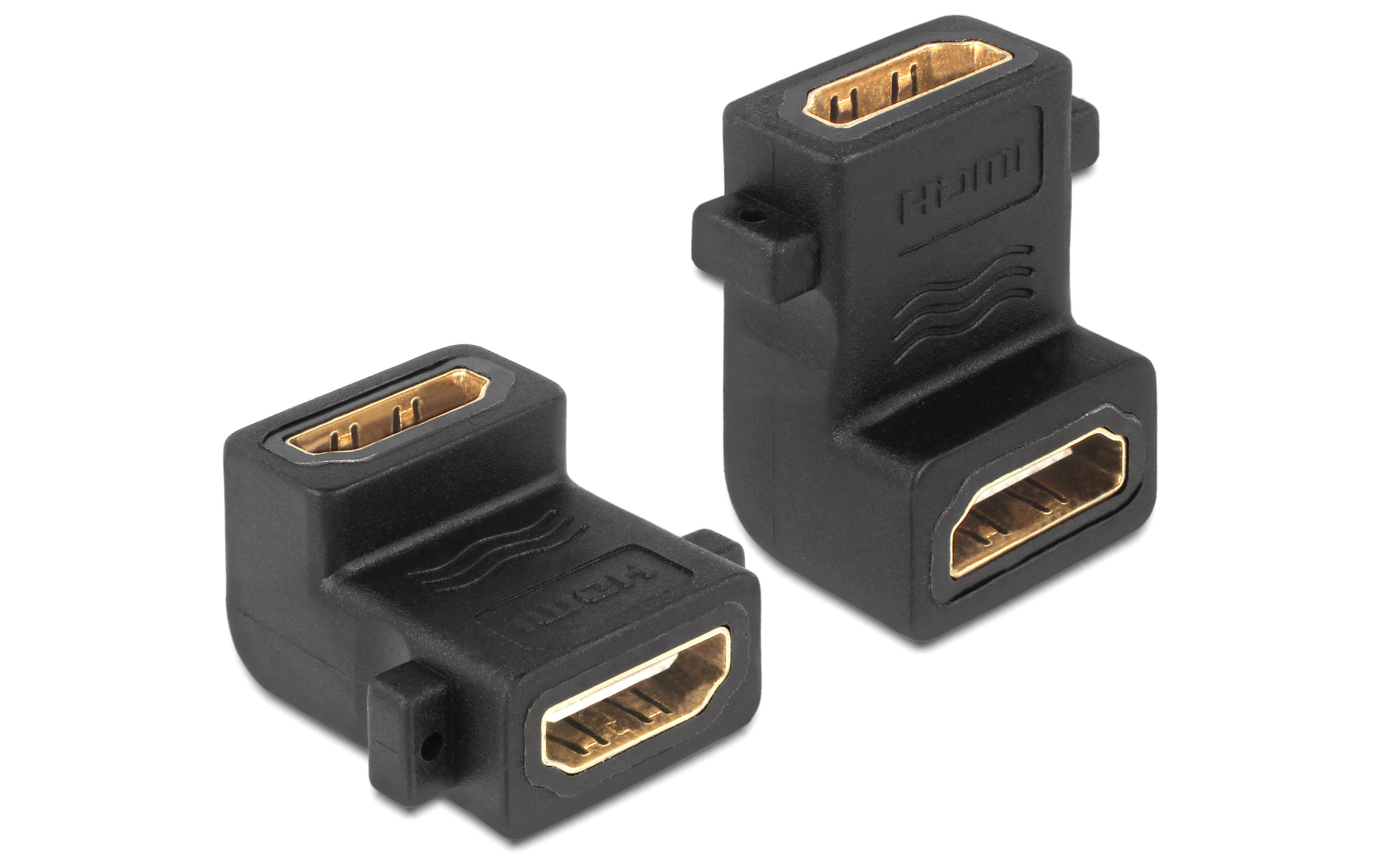 Delock Adapter HDMI Buchse zu Buchse mit Schraubenanschluss 90° gewinkelt kaufen Schweiz | Mediatech.ch