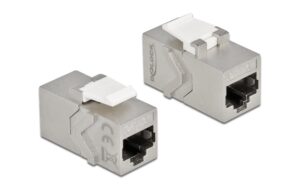 Delock Keystone Modul Cat.6A, Silber/Weiss Modul RJ45 Buche zu RJ45 Buchse