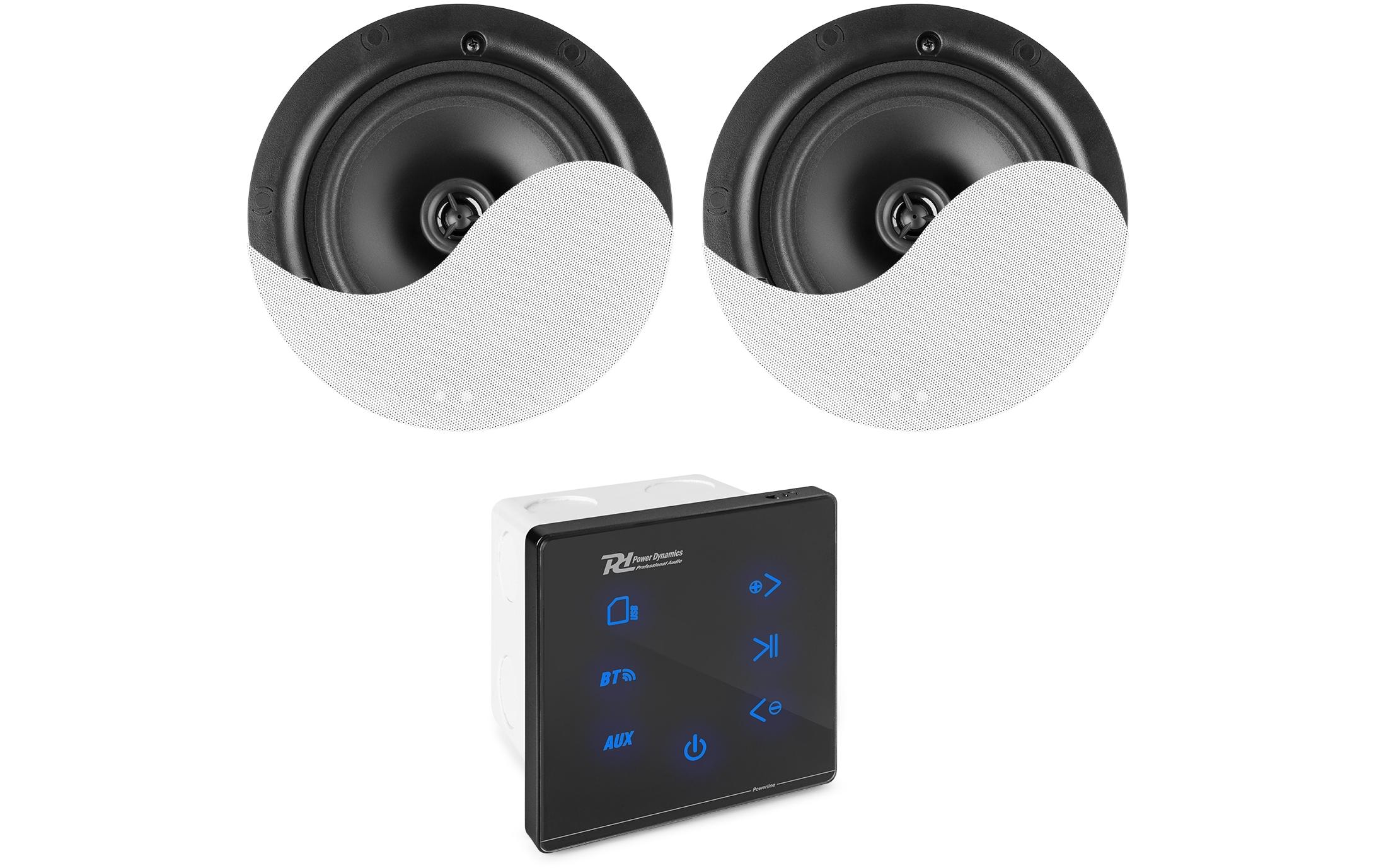 1246032 - Mediatech Power Dynamics PL-A50BSet Wand-Einbauverstärker inkl. 2 Lautsprecher kaufen Schweiz | Mediatech.ch