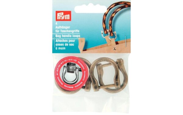 PRym Taschengriffe Aufhänger altmessing, 18 mm, 4 Stück