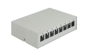 1247960 - Mediatech Delock Keystone Leergehäuse: 8 Port, grau für Keystone Modul, Wand/Din-Rail Montage kaufen Schweiz | Mediatech.ch