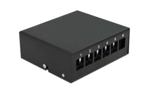 Delock Keystone Leergehäuse: 6 Port, schwarz für Keystone Modul, Wand/Din-Rail Montage