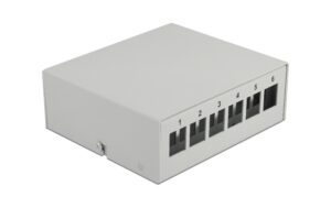 Delock Keystone Leergehäuse: 6 Port, grau für Keystone Modul, Wand/Din-Rail Montage