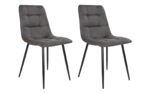 House Nordic Stuhl Middelfart grau 2er Set 2 Stk., Mikrofaser