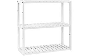 Songmics Regal, Weiss, Bambus, verstellbar 60 x 54 x 15 cm (BxHxT)