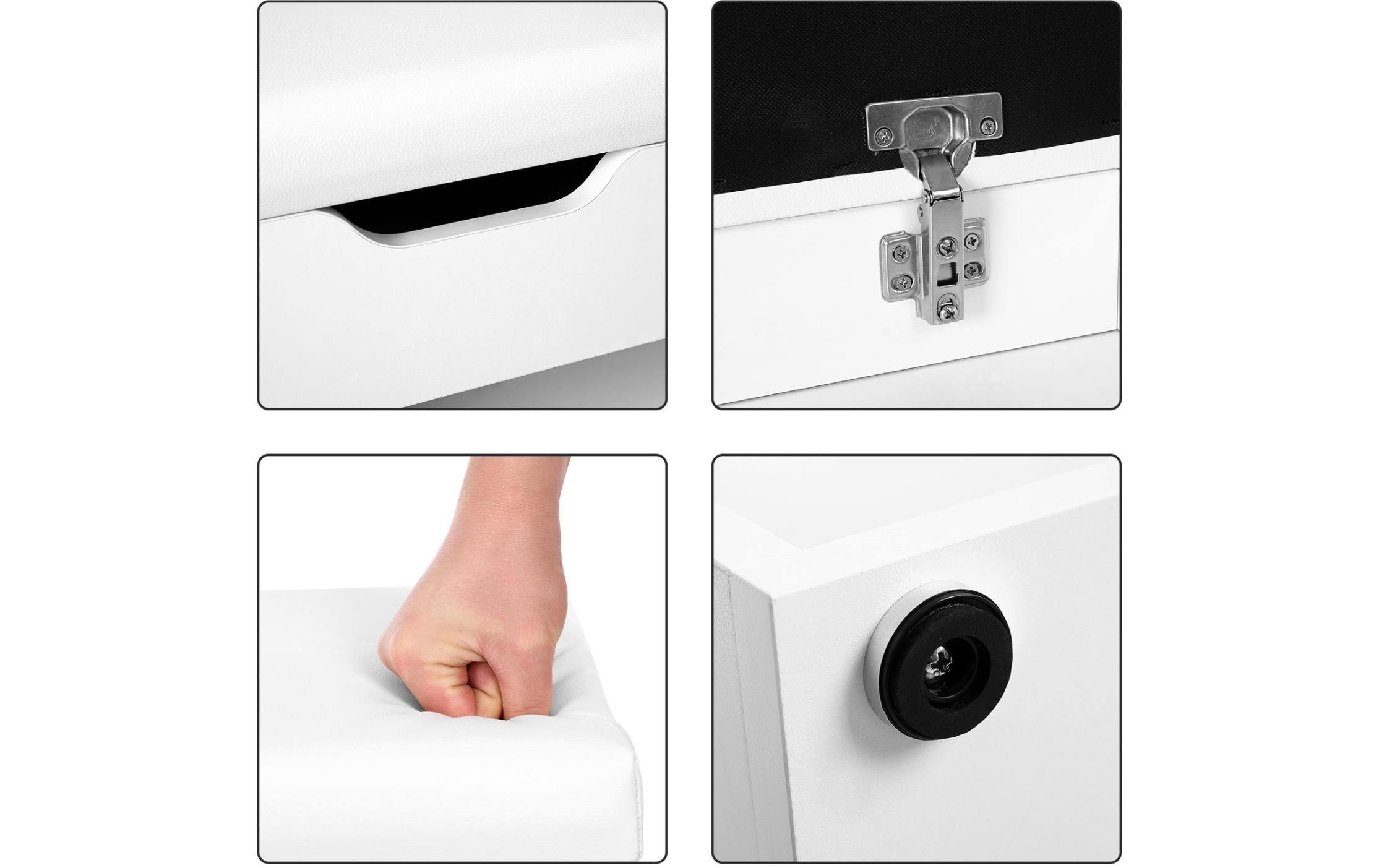 1251503_4 - Mediatech Vasagle Schuhschrank gepolster, Weiss, 60 x 30 x 44 cm (BxTxH), Tragslast: 150 kg