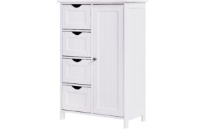 Vasagle Sideboard Landhausstil, Weiss MDF, 55 x 81 x 30 cm (BxHxT)