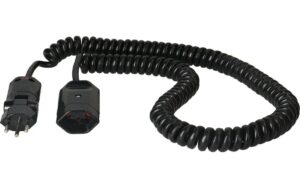 Spiralverlängerungskabel 3.5 m, schwarz, TD 3-polig, T12/T13, Ruhezustand 0.8m