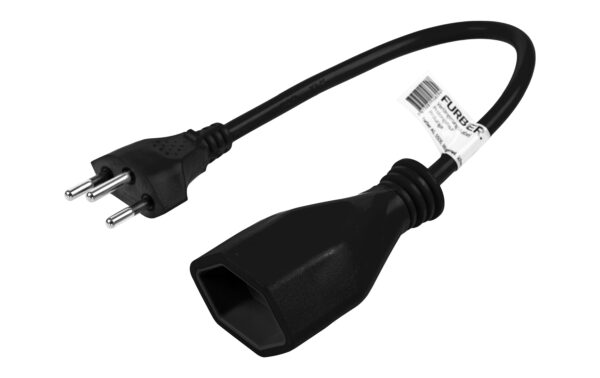 F.power Verlängerungskabel T13-T12 0.2m sw 230V, H05VV-F 3G1.00, schwarz (5/50)