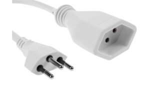 F.power Verlängerungskabel T13-T12 0.2m ws 230V, H05VV-F 3G1.00, weiss (5/50)