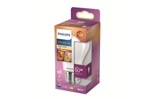 Philips LED Lampe 7W (60W) E27, A60, 806lm, 2200-2700K, matt
