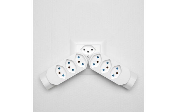 1259916_2 - Mediatech Steffen Manta Mehrfachadapter 4xT13, 1x U weiss, drehbar 320°