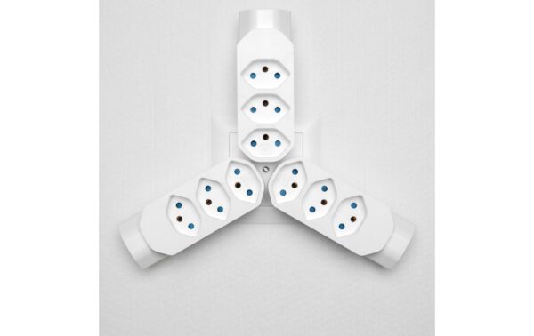1259916_3 - Mediatech Steffen Manta Mehrfachadapter 4xT13, 1x U weiss, drehbar 320°