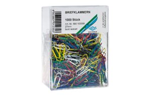 WEDO Büroklammern - farbig lackiert 26mm, Klarsichtdose zu 1000 Stck.,