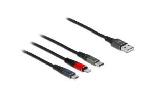 Delock USB Ladekabel 3 in 1 Lightning, 30cm Micro USB/ USB Type-C, 3-Farbig