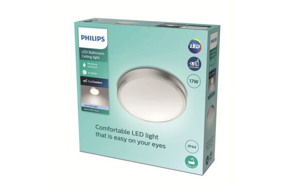 1266906_1 - Mediatech Philips Deckenleuchte Doris 17W, 4000K, IP44, nickel
