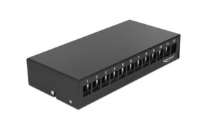 1267715 - Mediatech Delock Keystone Patchpanel:12Port, schwarz Metallgehäuse, geschirmt kaufen Schweiz | Mediatech.ch