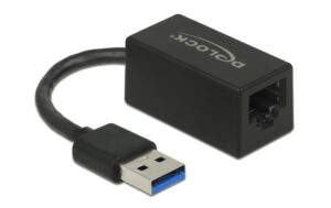 Delock USB3.2 Typ-A zu Gigabit LAN Adapter 10/100/1000Mbps Gigabit, schwarz, Kompakt