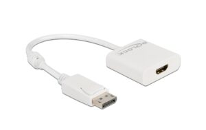 Adapter DP1.2 Stecker zu HDMI Buchse, 4K Aktiv, 20cm, weiss