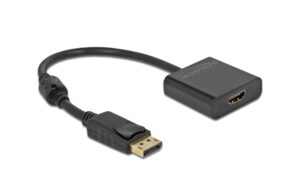 Adapter DP1.2 Stecker zu HDMI Buchse, 4K Aktiv, 20cm, schwarz