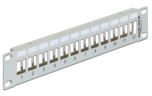 Delock 12-Port 10 Patchpanel, metall grau, für Keystone Module
