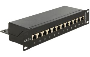 Delock 12-Port 10 Patchpanel Cat.6 schwarz, 12x RJ-45, LSA kaufen | Mediatech.ch