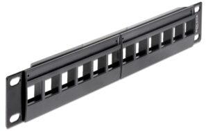 Delock 12-Port 10 Patchpanel Keystone schwarz, für Keystone Module kaufen Schweiz | Mediatech.ch