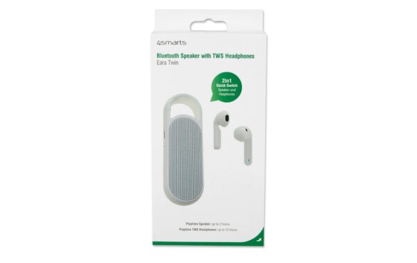 4smarts BT Speaker & integr. TWS Kopfhörer weiss, gleichzeitig nutzbar