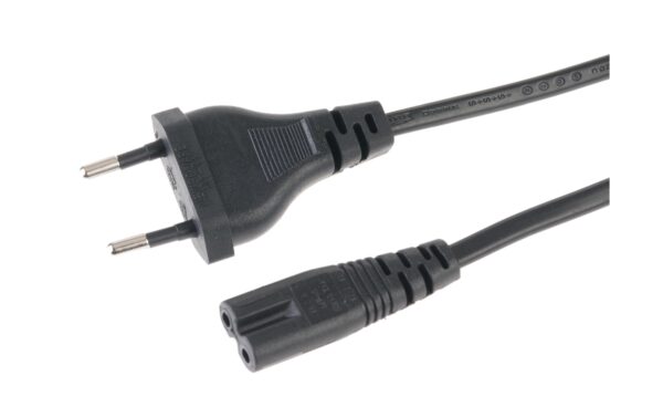 Netzkabel Euro T26 - C7, 2 m schwarz T26 gerade, C7 gerade
