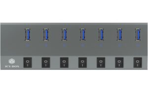 ICY BOX IB-HUB1701-C3,silber,7x USB3.0 Hub An-/Ausschalter für jeden Port