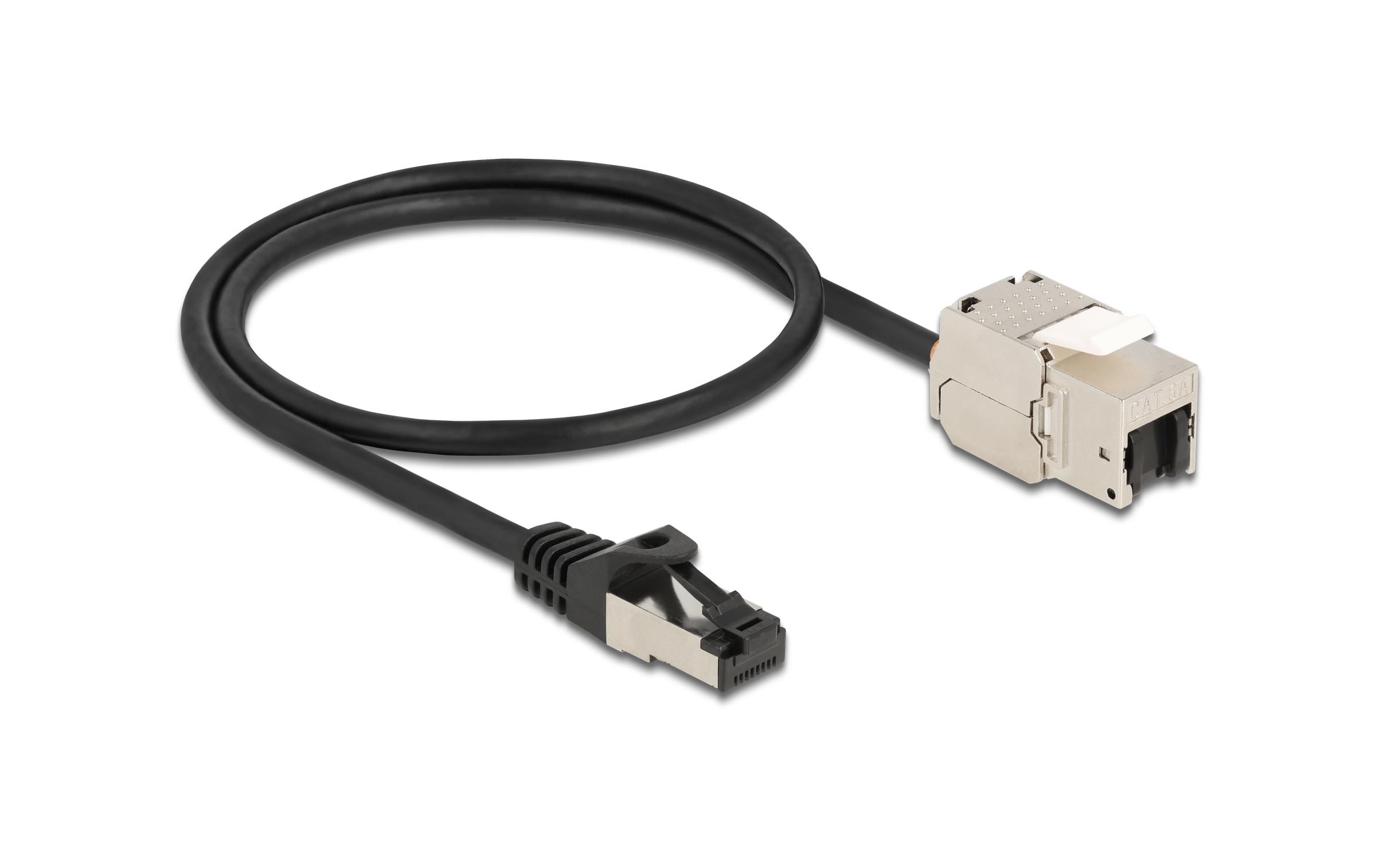 1278975_1 - Mediatech Delock Kabel RJ45 Stecker zu Keystone Modul Stecker zu RJ45 Buchse,Cat.6A,50cm,schwarz