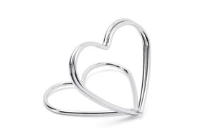Partydeco Tischkartenhalter Herz silber, 2.5 cm, 10 Stück