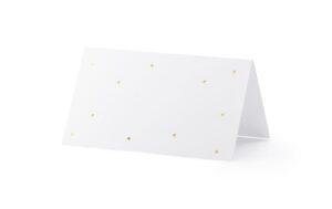 Partydeco Tischkarten Punkte weiss/gold, 9.5 x 5.5 cm, 10 Stück